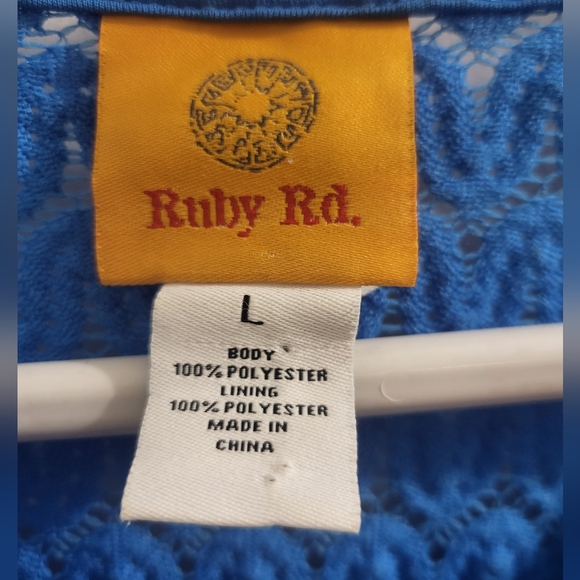 Ruby rd blue women's overshirt crochet sleeveless top - Picture 3 of 5